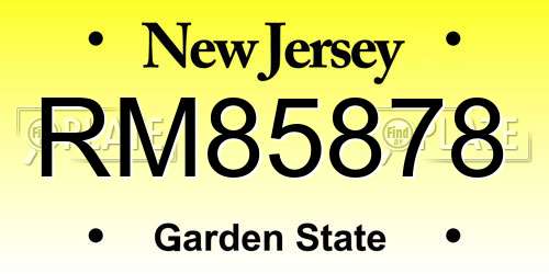 RM85878 New Jersey License Plate