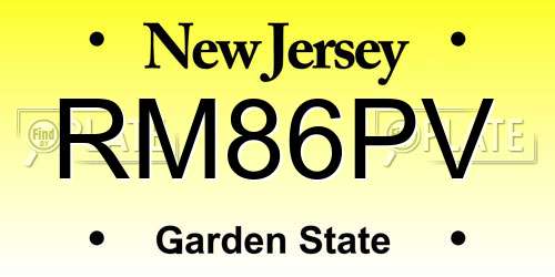 RM86PV New Jersey License Plate