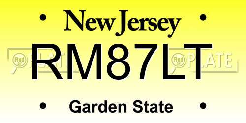 RM87LT New Jersey License Plate