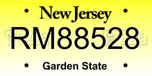 RM88528 New Jersey License Plate