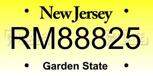 RM88825 New Jersey License Plate