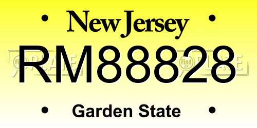 RM88828 New Jersey License Plate