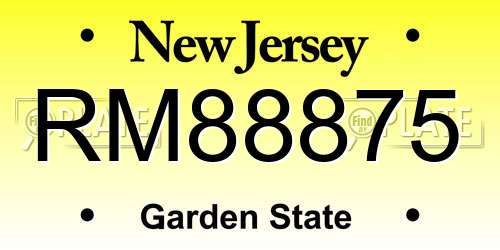 RM88875 New Jersey License Plate