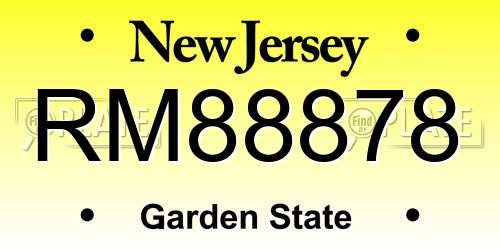 RM88878 New Jersey License Plate