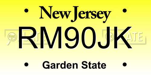 RM90JK New Jersey License Plate