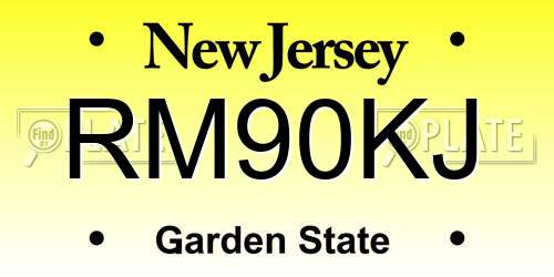 RM90KJ New Jersey License Plate