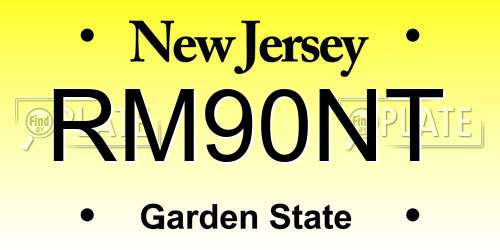 RM90NT New Jersey License Plate