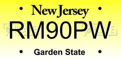 RM90PW New Jersey License Plate