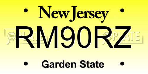 RM90RZ New Jersey License Plate