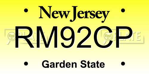 RM92CP New Jersey License Plate