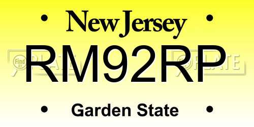 RM92RP New Jersey License Plate