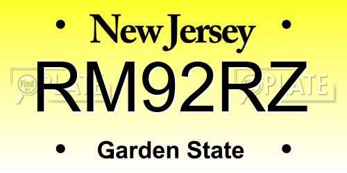RM92RZ New Jersey License Plate