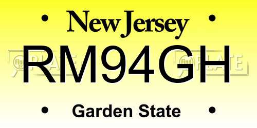 RM94GH New Jersey License Plate