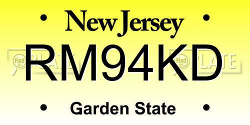 RM94KD New Jersey License Plate