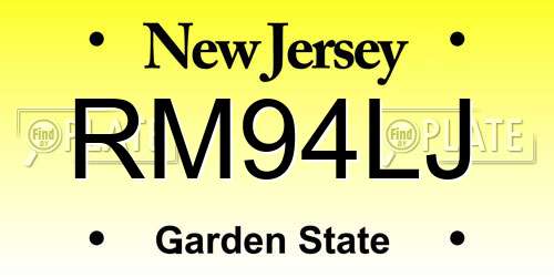 RM94LJ New Jersey License Plate