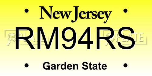 RM94RS New Jersey License Plate