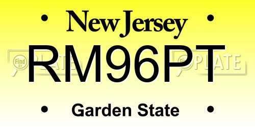 RM96PT New Jersey License Plate