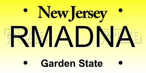 RMADNA New Jersey License Plate