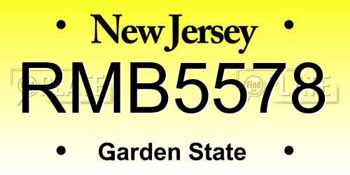 RMB5578 New Jersey License Plate
