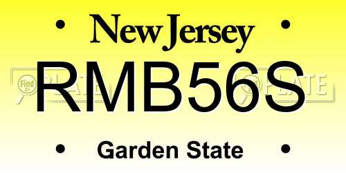 RMB56S New Jersey License Plate