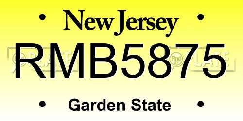 RMB5875 New Jersey License Plate