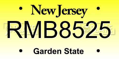 RMB8525 New Jersey License Plate