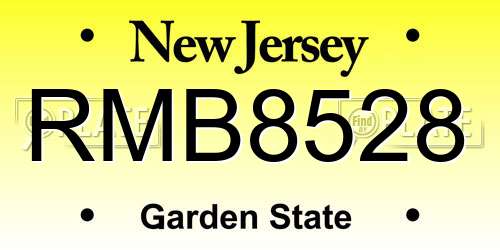 RMB8528 New Jersey License Plate