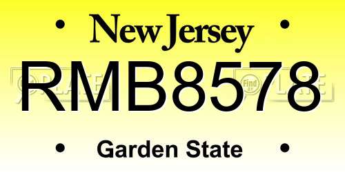RMB8578 New Jersey License Plate
