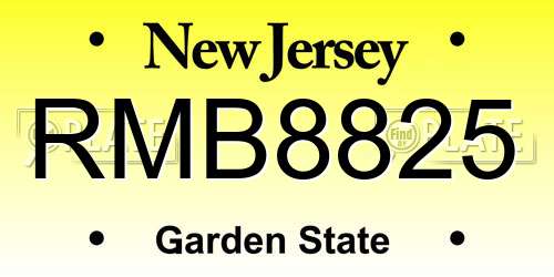 RMB8825 New Jersey License Plate