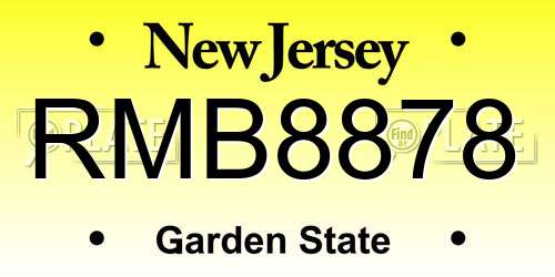 RMB8878 New Jersey License Plate