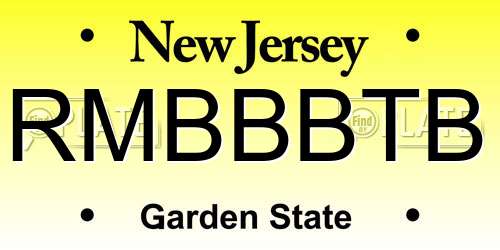 RMBBBTB New Jersey License Plate