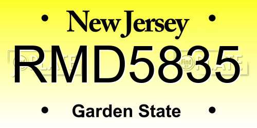 RMD5835 New Jersey License Plate