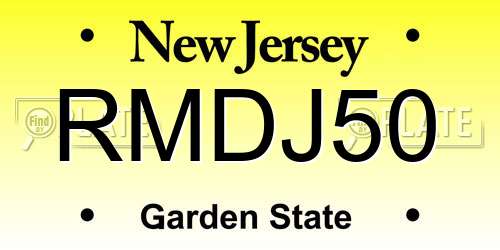 RMDJ50 New Jersey License Plate
