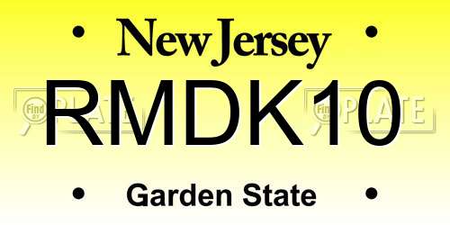 RMDK10 New Jersey License Plate