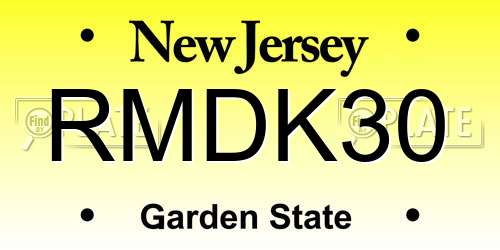 RMDK30 New Jersey License Plate