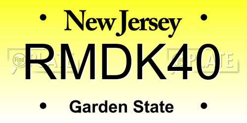 RMDK40 New Jersey License Plate