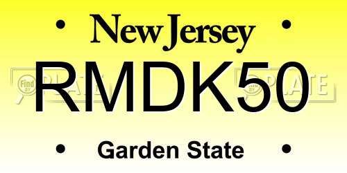 RMDK50 New Jersey License Plate