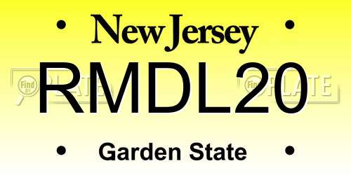 RMDL20 New Jersey License Plate