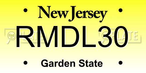 RMDL30 New Jersey License Plate