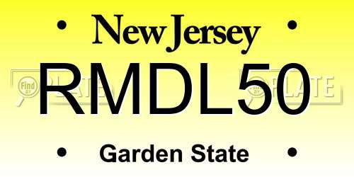 RMDL50 New Jersey License Plate