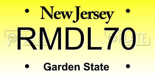 RMDL70 New Jersey License Plate