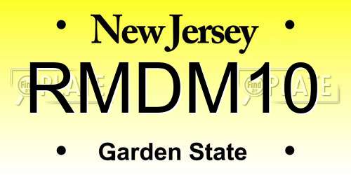 RMDM10 New Jersey License Plate