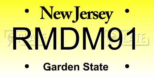 RMDM91 New Jersey License Plate