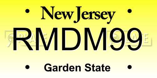 RMDM99 New Jersey License Plate