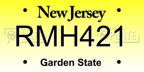 RMH421 New Jersey License Plate
