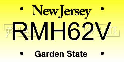RMH62V New Jersey License Plate