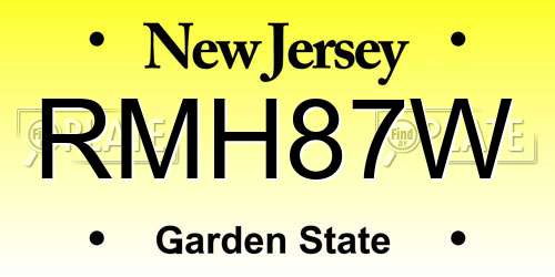 RMH87W New Jersey License Plate