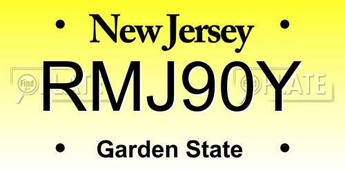 RMJ90Y New Jersey License Plate