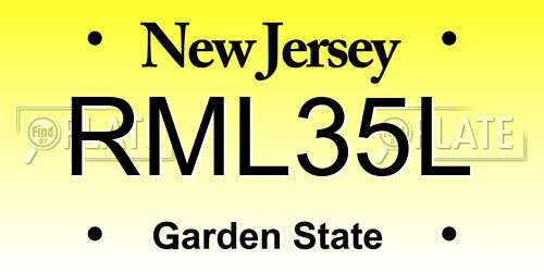RML35L New Jersey License Plate