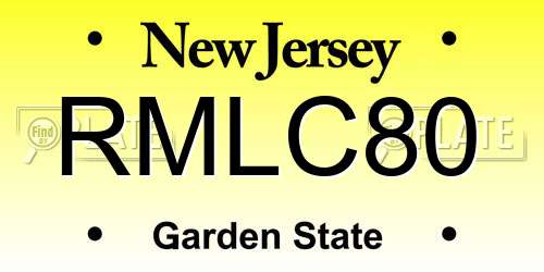 RMLC80 New Jersey License Plate